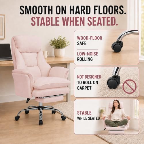 Criss Cross Office Chair with Wheels,Flip-Up Arms and Footrest, Pink