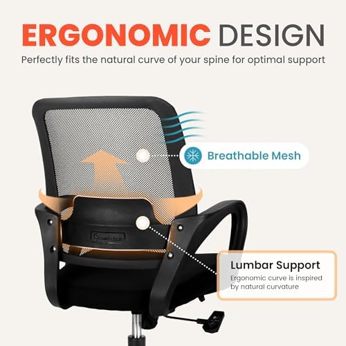 NEO CHAIR Home Office Desk Chair Ergonomic Mesh with Lumbar Support, Black