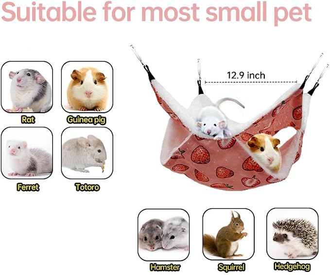 EAEDMY Rat Ferret Hammock Toys Cage Accessories, Guinea Pig Hideout Tunnel, Warm Bed for Rat Ferret Guinea Pig Sleep Hide and Play (4.Hammock)