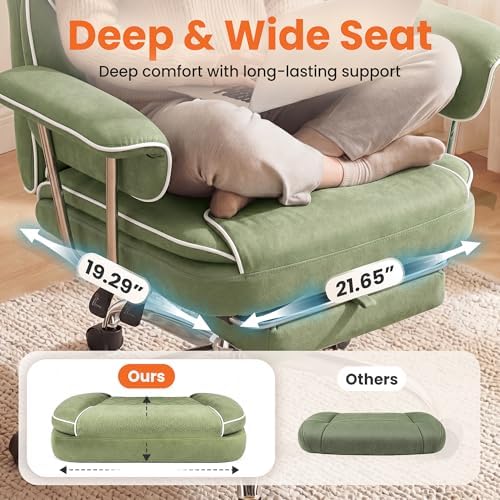 NEO CHAIR Big & Tall Leather Office Chair, High Back, Lumbar Support, Green