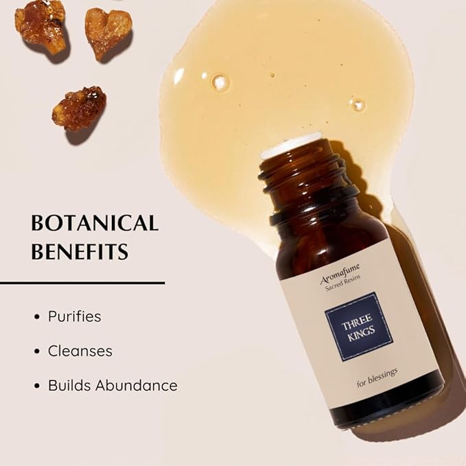 Three Kings Resin Essential Oil Diffuser Blend | 3 x 10ml / 0.33 fl oz | Ideal for Spirituality & Rituals | Made with Pure Boswellia, Serrta & Benzoin extracts | Non-Alcoholic, Non-Toxic & Vegan