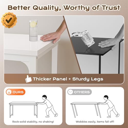 Huuger 63 x 24 inch Desk with Power Outlets & 0.95 Inch Thicker Desktop
