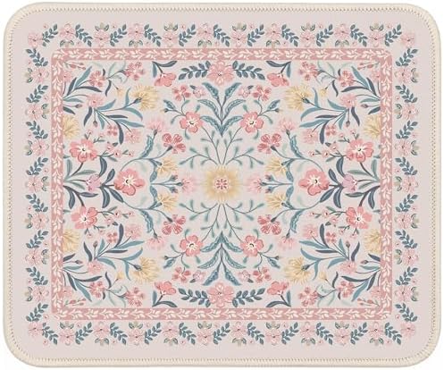 iCasso Aesthetic Small Mouse Pad, 9.5x7.9in,Home Office, Pink Floral