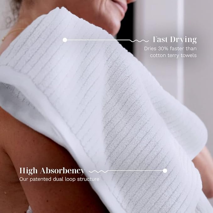 LUXOME Luxury Performance 2-Piece Bath Sheet Set | Oversized for 50% More Coverage | Highly Absorbent | 36" W x 70" L | Sail (White)