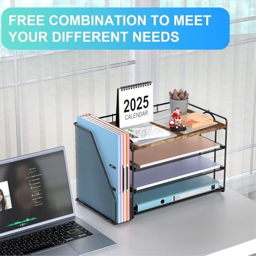 gianotter 4-Tier Wood Paper Organizer With Magazine Holder