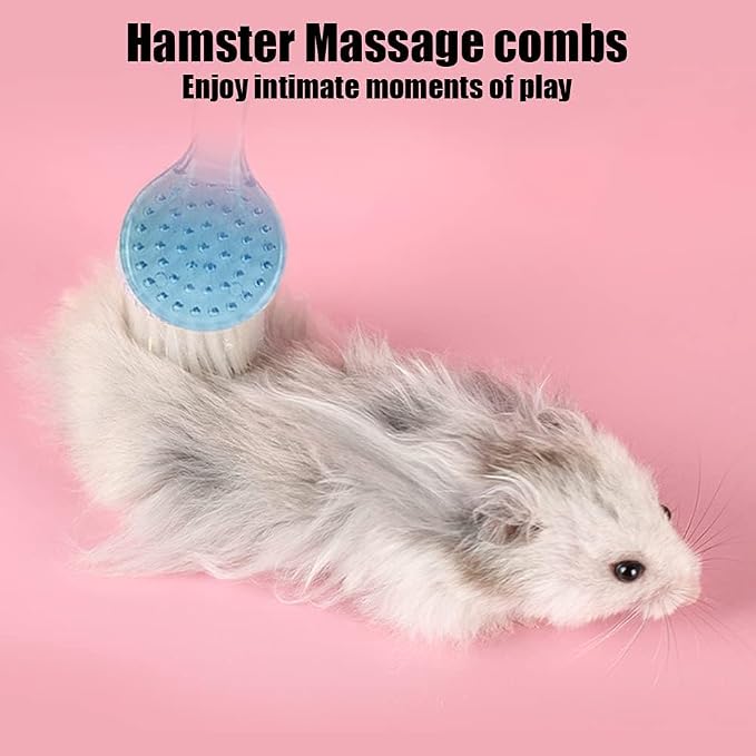 2PC Nail Cleaner Brush Pet Hair Comb Hamster Hair Grooming Cleaning Brushes Pet Animal Bathing Brushes for Guinea Pig Chinchilla Ferret Cleaning Tool (Blue)