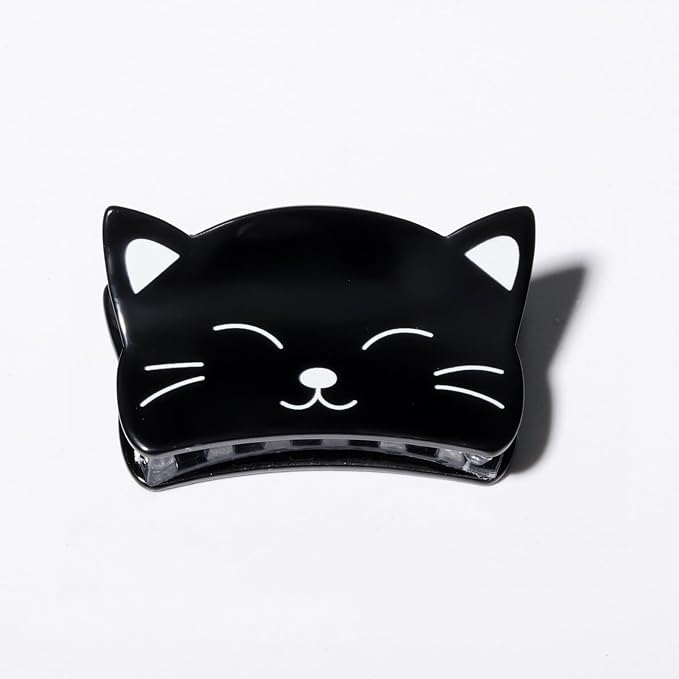 Black Cat Hair Claw Clips Animal Hair Clips Cute Acrylic Kitten Hair Clamp | Kitten Hair Jaw Clips Strong Hold Hair Barrettes Pet Cat Hair Accessories for Women Daily Halloween Holiday Party Styling