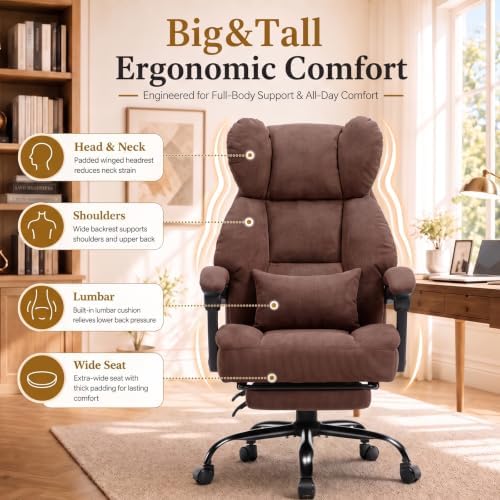 GTPLAYER Big&Tall Ergonomic Gaming Chair, Wide Spring Seat, Linkage Armrest,GRBR