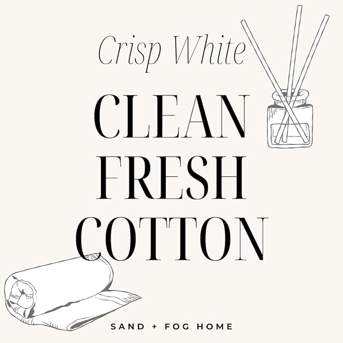 Sand + Fog Scented Candle - Crisp White – Additional Scents and Sizes – 100% Cotton Lead-Free Wick - Luxury Air Freshening Jar Candles - Perfect Home Decor – 10oz
