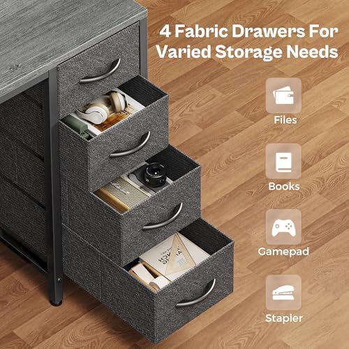 Huuger 47 inch Computer Desk with Power Outlets & 4 Drawers