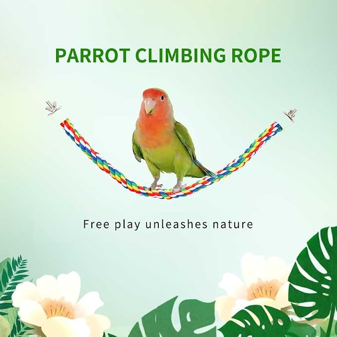 41Inch × 0.8-Inch Diameter Nipple Style Bird Rope Perch, Bird cage Accessories, Rope perches for Conures,Parrots,Cockatiel,Lovebird,Budgerigar,Parakeet perches Birds Standing Pole