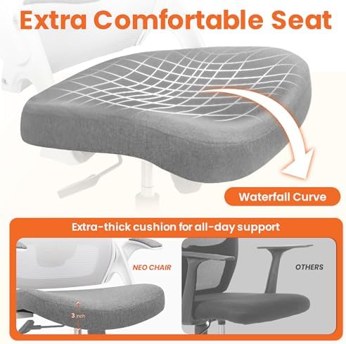 NEO CHAIR Office Desk Chair High Back Mesh Chair Adjustable Lumbar, Grey