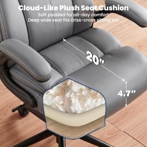 Ergonomic Office Chair, High Back Leather Executive Desk Chair