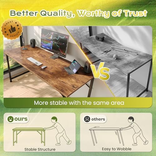 PRAISUN 40 Inch Computer Desk, Office Desk, Spacious Desktop, Rustic Brown