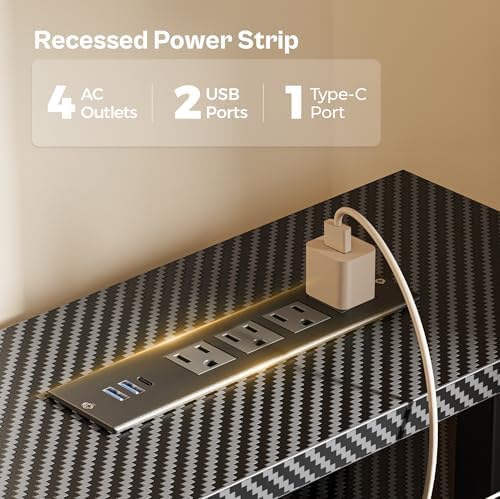 Huuger 47 inch Computer Desk with Power Outlets & 4 Drawers