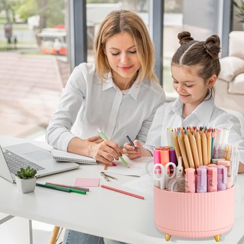 Camelmother 360°Rotating Pen&Pencil Holder For Desk With 5Slots Cute Office