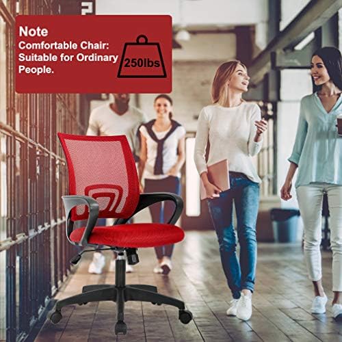 BestOffice Ergonomic Office Chair | Mid-Back Swivel Desk Chair | Red
