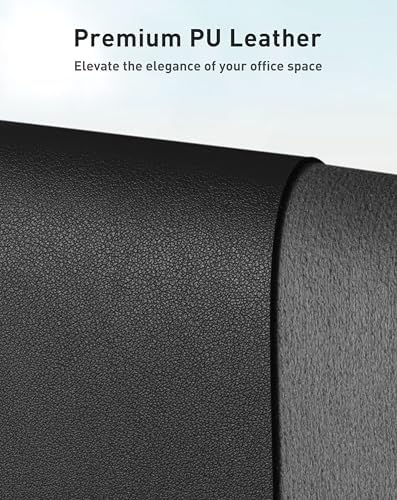 Aothia Faux Leather Desk Mat - Large Mouse Pad, Non-Slip PU Leather Blotter, Waterproof Writing Surface for Office and Home (Black, 42" x 17")