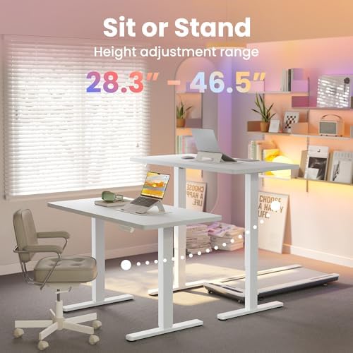 HUANUO 43x24 Inch Electric Standing Desk, Height Adjustable, White