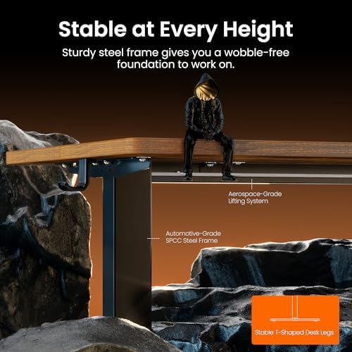 ErGear Height Adjustable Electric Standing Desk, 71 x 30 Inches Sit Stand up Desk, Memory Computer Home Office Desk, Vintage Brown