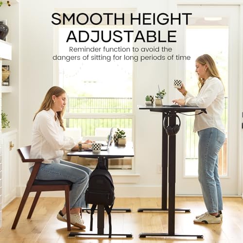 Veken 39.4 Inch Large Electric Standing Desk, Gaming Table, Black