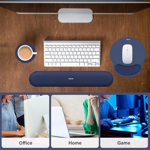 MOSISO Wrist Rest Support for Mouse Pad&Keyboard Set, Navy Blue