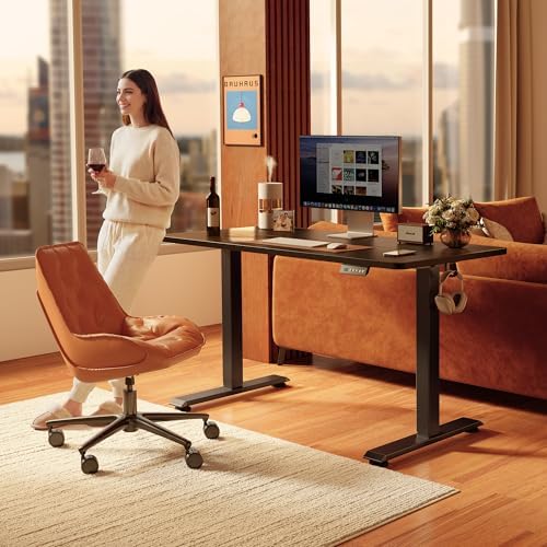 FEZIBO Standing Desk 63 × 28 Inch Electric Height Adjustable, Black