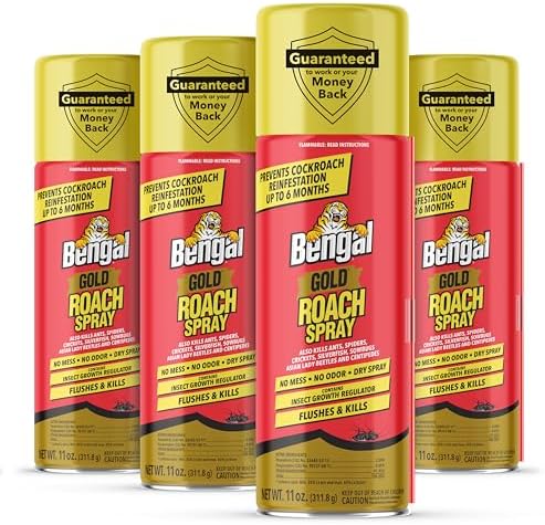 Bengal Gold Roach Spray - Prevents Reinfestation Up to 6 Months - 4 Pack