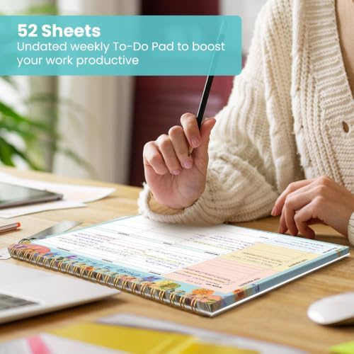 Weekly To Do List Notepad with 52 Undated Sheets（8.5"×11"）- Undated Weekly Planner Notepad for Office Desk Accessories and Supplies - Botanic Whimsy