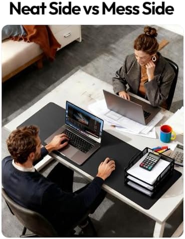 YSAGi Leather Desk Protector, Office Mat, Large Mouse Mat, Non-Slip PU Leather Blotter, Laptop Desk Mat, Waterproof Writing Pad for Office and Home (Black, 31.5" x 15.8")
