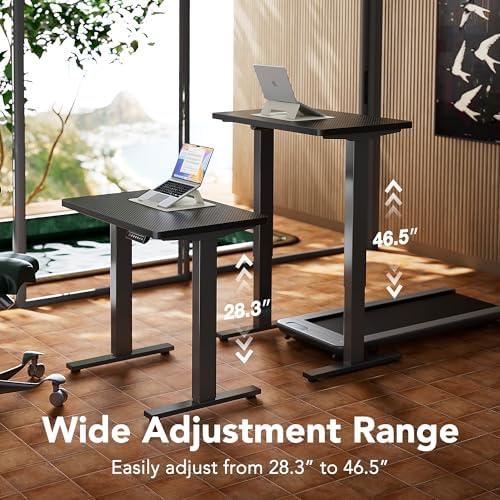 HUANUO 55x28 Inch Electric Standing Desk, Adjustable, Carbon Fiber Black