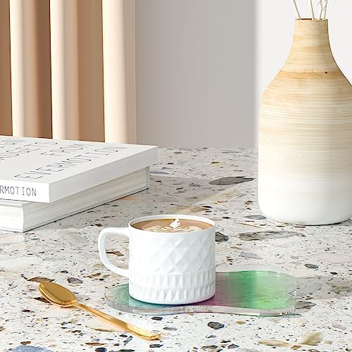Acrylic Coaster Decorative Plates, Irregular Bar Drink Coaster, Clear Cloud Shape Coffee Cup Coaster, Perfect for Tabletop Protection and Accessories Display.(Iridescent)