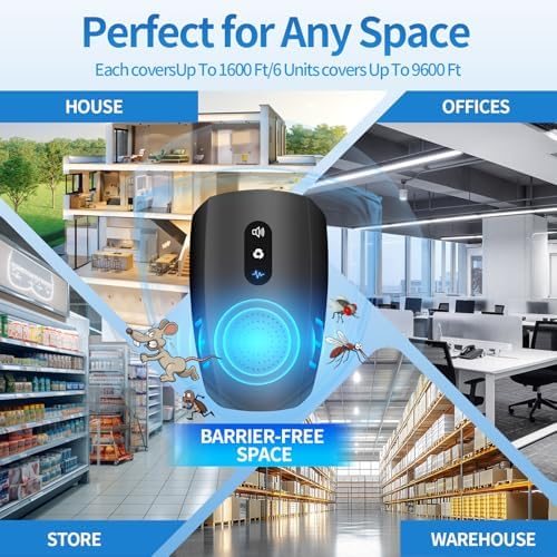 2026 Cvtayn Upgraded Ultrasonic Pest Repellent Indoor Repeller, Mouse Traps, Repellent Roach, Mouse, Bugs, Mosquito, Mice, Spider, Ant, Rodent Repellent Ultrasonic Plug in, 3 Mode Switching,6 Pack