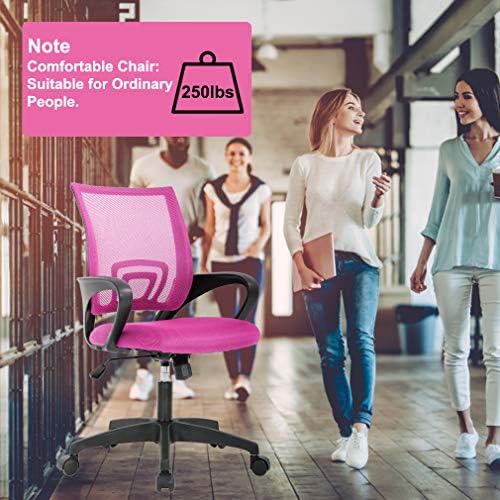 BestOffice | Ergonomic Office Chair | Mid-Back Swivel Desk Chair | Breathable Backrest & Lumbar Support | Adjustable Height | Sponge Seat | Rolling Wheels | Pink | for Adults & Women | Pack of 2