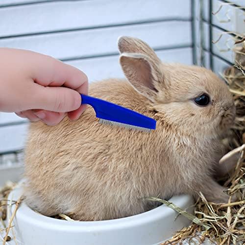 Patelai 4 Pieces Bunny Grooming Kit Rabbit Nail Clipper Rabbit Brush Hair Remover Shampoo Brush with Adjustable Ring Handle for Rabbits Guinea Pig Hamsters Puppy Kitten Hamster Ferret(Blue)