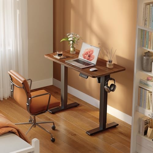 FEZIBO Standing Desk 32 × 19 Inch Electric Height Adjustable, Black Walnut