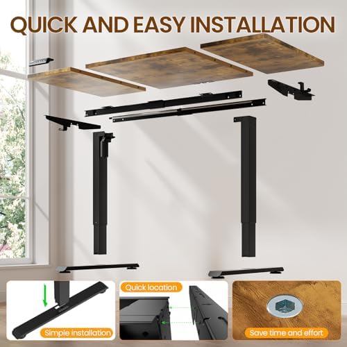 Veken 63"x28" Wider Large Standing Desk, Electric Height Adjustable, Brown