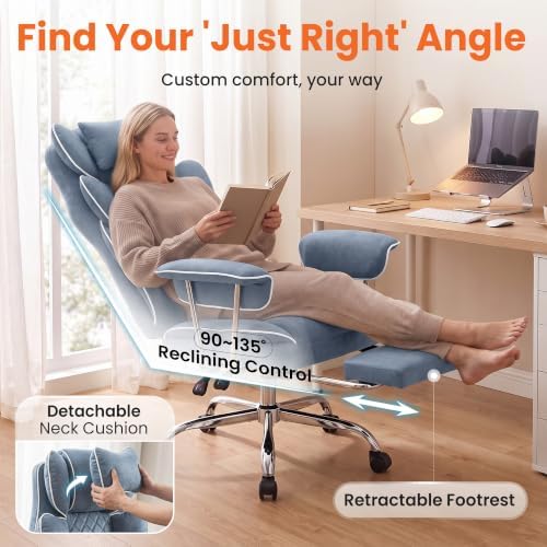 NEO CHAIR Big & Tall Leather Office Chair, High Back, Lumbar Support, Blue