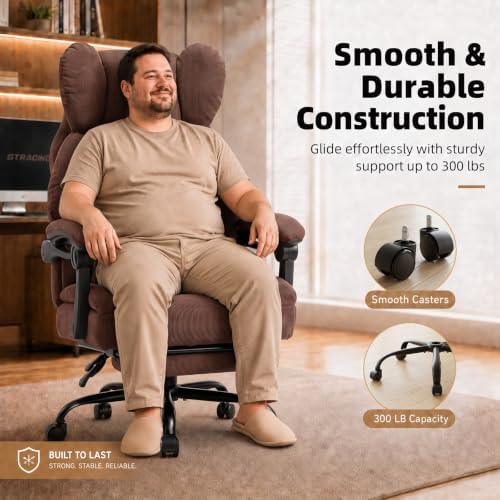 GTPLAYER Big&Tall Ergonomic Gaming Chair, Wide Spring Seat, Linkage Armrest,GRBR