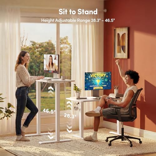FEZIBO Standing Desk 48 × 24 Inch Electric Height Adjustable, White