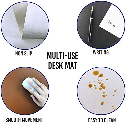 Aothia Leather Desk Pad Protector, Mouse Pad, Office Desk Mat, Non-Slip PU Leather Desk Blotter, Laptop Desk Pad, Waterproof Desk Writing Pad for Office and Home (Brown,31.5" x 15.7")
