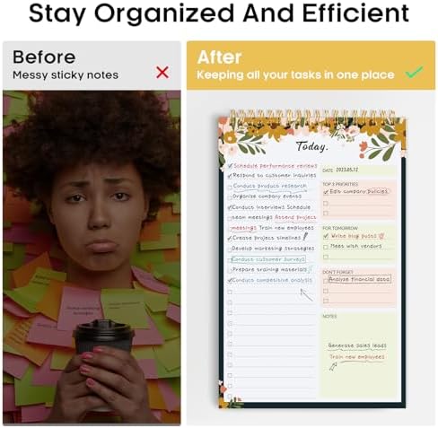 Taja To Do List Notepad, Undated Daily Planner for Work and Goal Setting