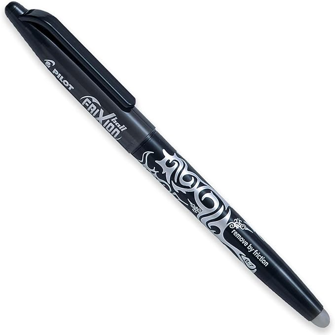 Pilot Frixion Heat/Friction Erasable Rollerball Pen FR7 - Medium Line 0.7mm Tip Nib - Wallet Pack of 3 (Black)