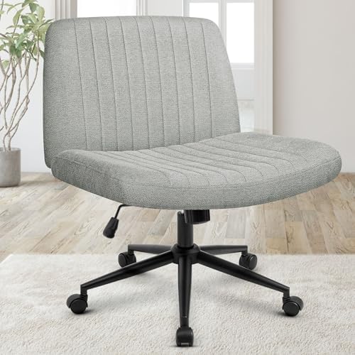 Orange Factory Criss Cross Chair, Wide Wheel Vanity Seat, Grey Dual Base