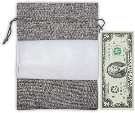 48-Pack Large Linen Burlap & Organza Gift Bags w. Drawstrings (6.5x8.5 in, Gray) - Party Favors, Presents, Samples & Treats Mesh Pouch by The Display Guys