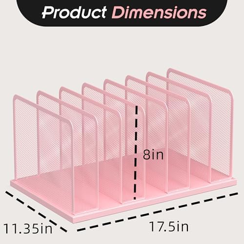 Kuntine.B 7-Section Upright Desk File Organizer Pink 1 Pack