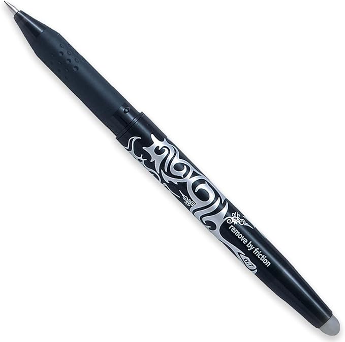 Pilot Frixion Heat/Friction Erasable Rollerball Pen FR7 - Medium Line 0.7mm Tip Nib - Wallet Pack of 3 (Black)