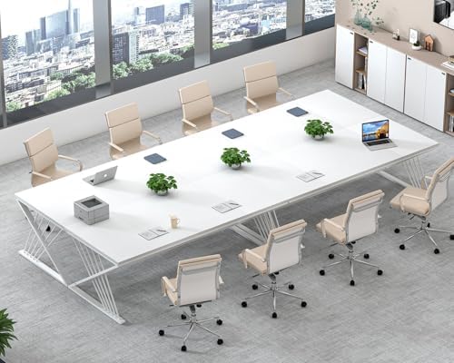 FOLUBAN 70.9" Modern Computer Desk with Z-Shaped Legs, Industrial Executive Home Office Desk for 2 Person, Large Writing Study Table for Bedroom, Gaming Workstation, White
