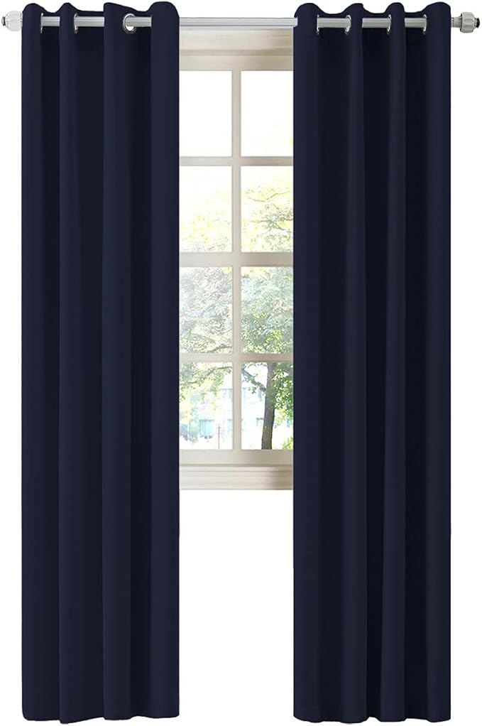 LA PALMA Thermal Insulated Blackout Darkening Grommet Living Room Curtains Window Drapes for Bedroom Pack of 2 Panels
