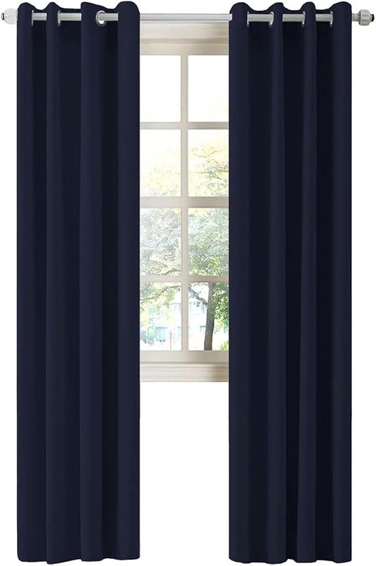 LA PALMA Thermal Insulated Blackout Darkening Grommet Living Room Curtains Window Drapes for Bedroom Pack of 2 Panels